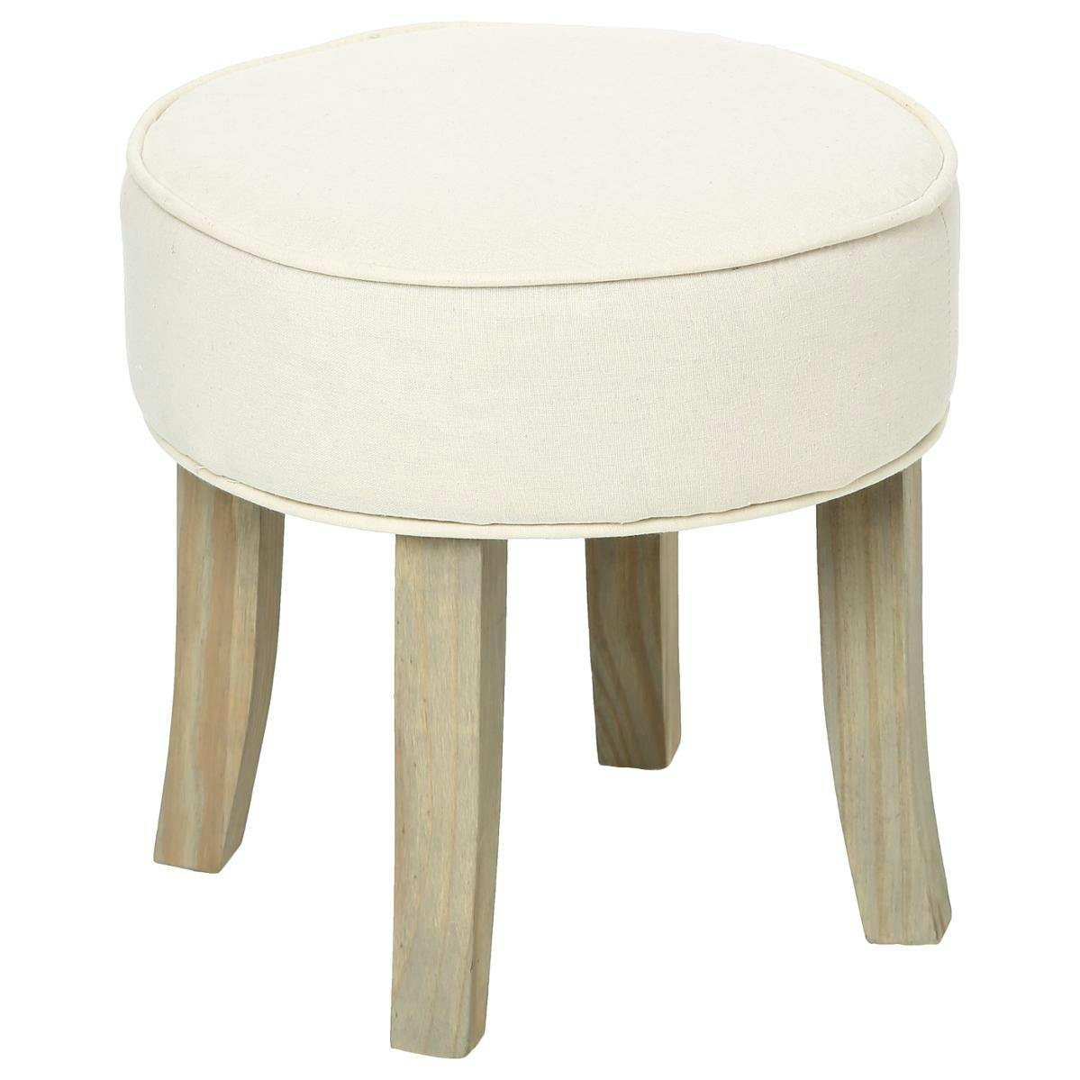 Tabouret rond tissu pieds bois 35x35