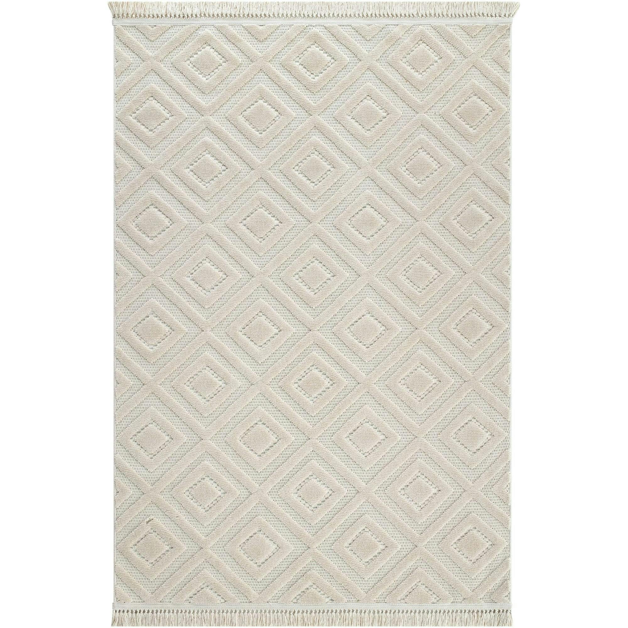Tapis beige – motif losanges en relief, 120x180 cm ISTANBUL