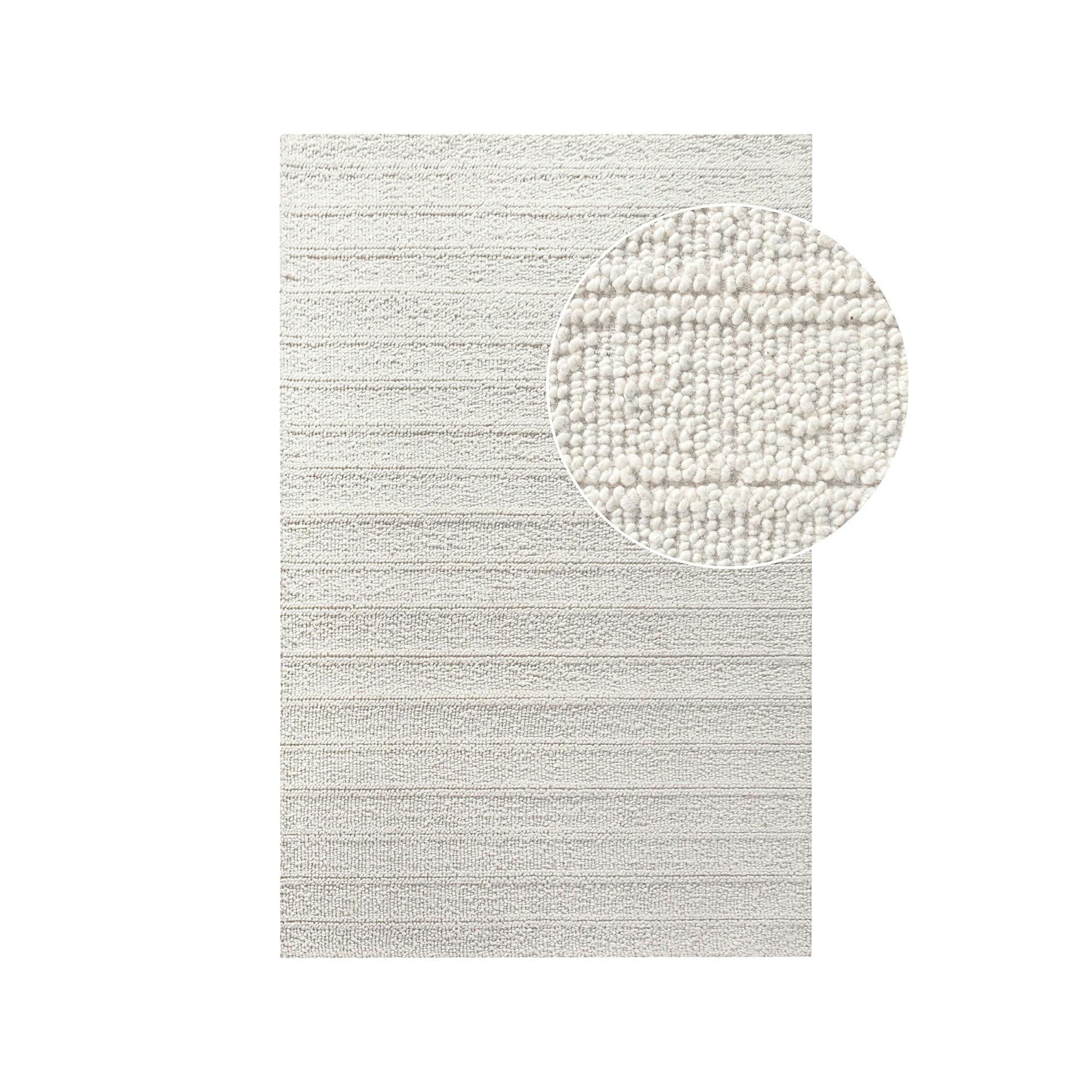 Tapis blanc ivoire en laine tressée main 200x300 cm FEZ
