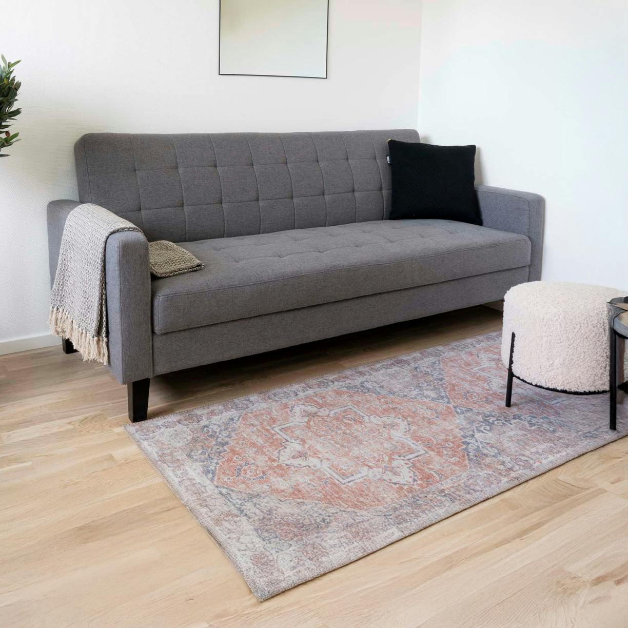 Tapis de couloir vintage tons orange et bleu FEZ