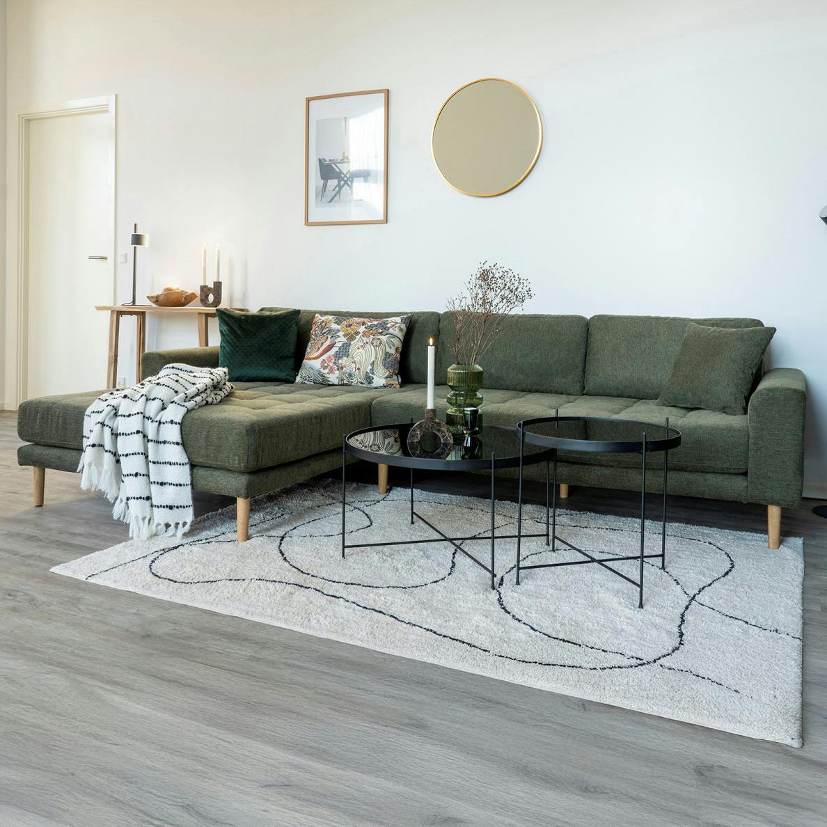 Tapis de salon beige design abstrait courbe 200x300 cm ISTANBUL