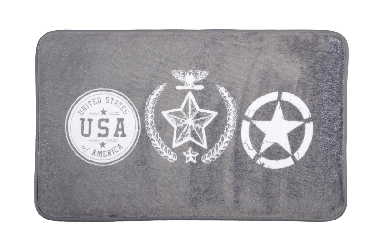 Tapis de sol gris touché doux décor USA 45x75cm PORTLAND