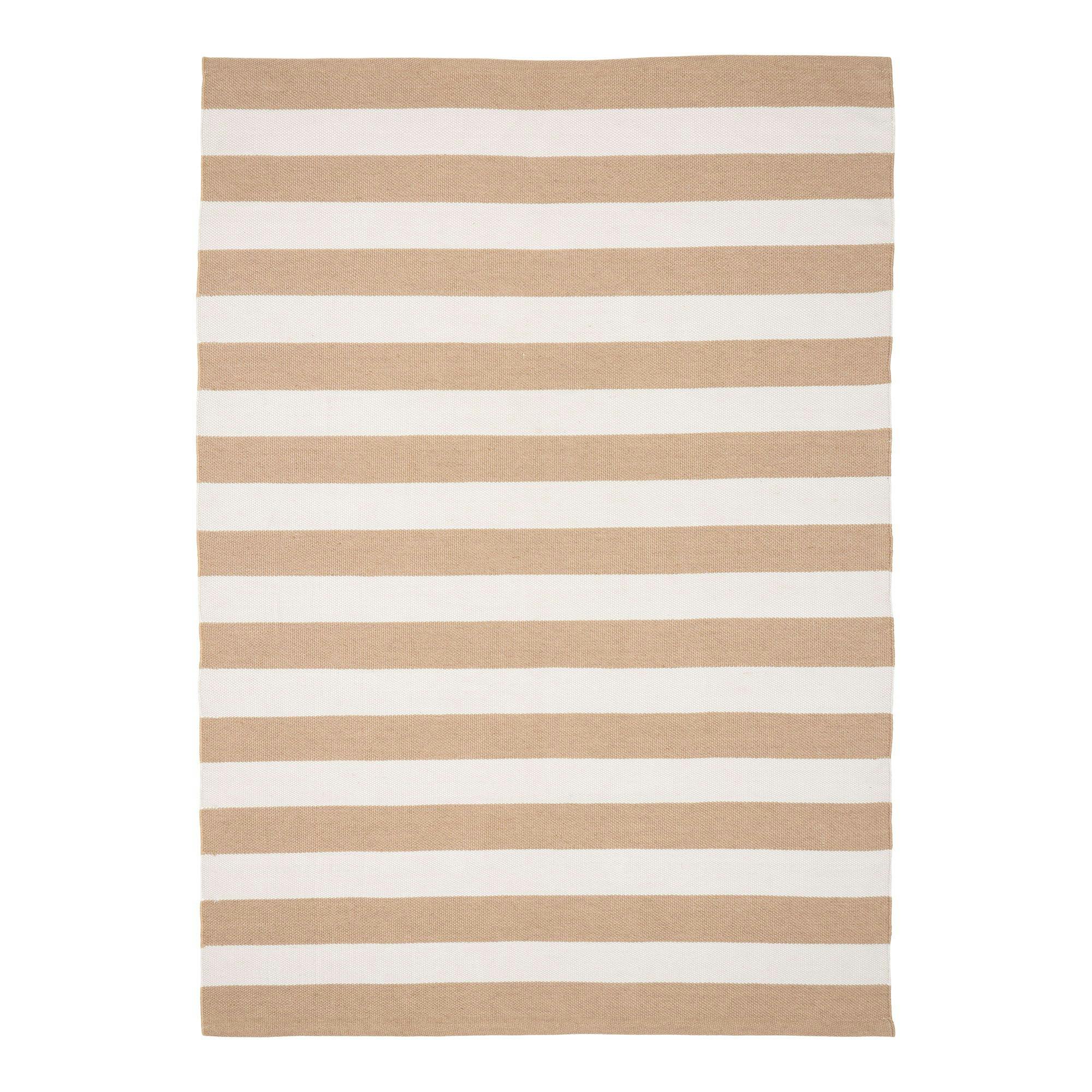 Tapis d'extérieur écoresponsable - rayures beige/blanc MENDOZA