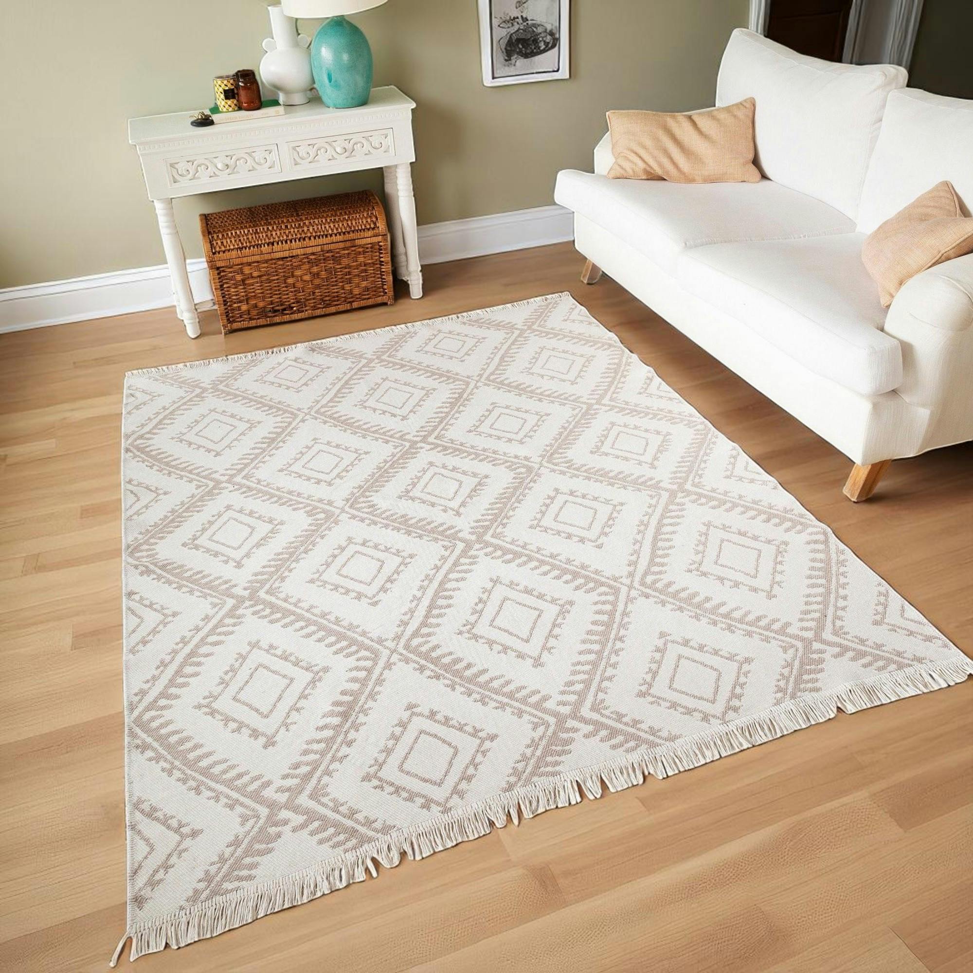 Tapis écru – losanges stylisés, 160x230 cm ISTANBUL