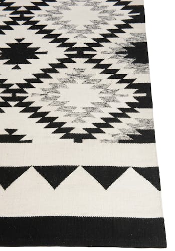 Tapis en coton motif ethnique noir et blanc 200x300cm