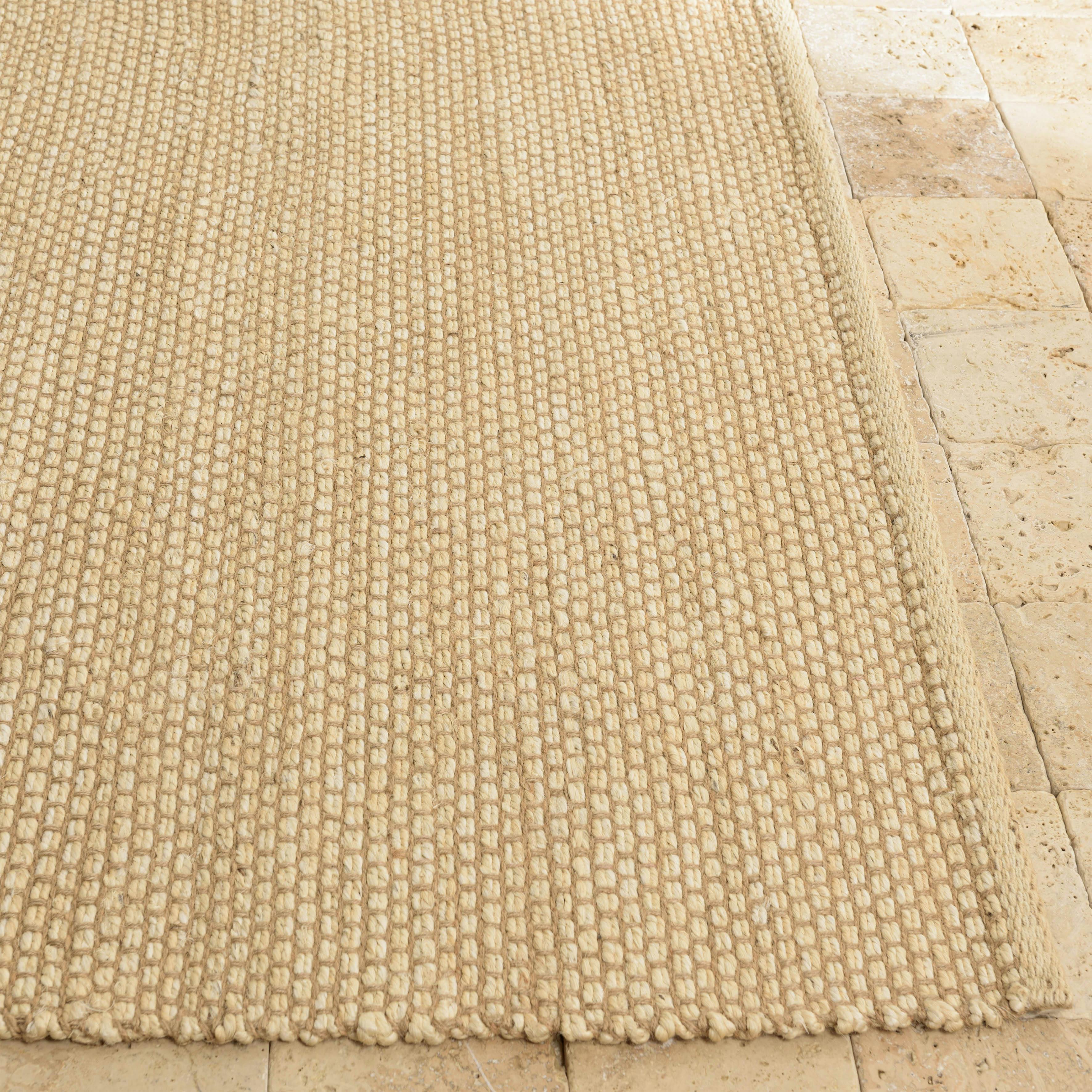 Tapis rectangulaire 160 x 230 cm jute et coton couleur sable