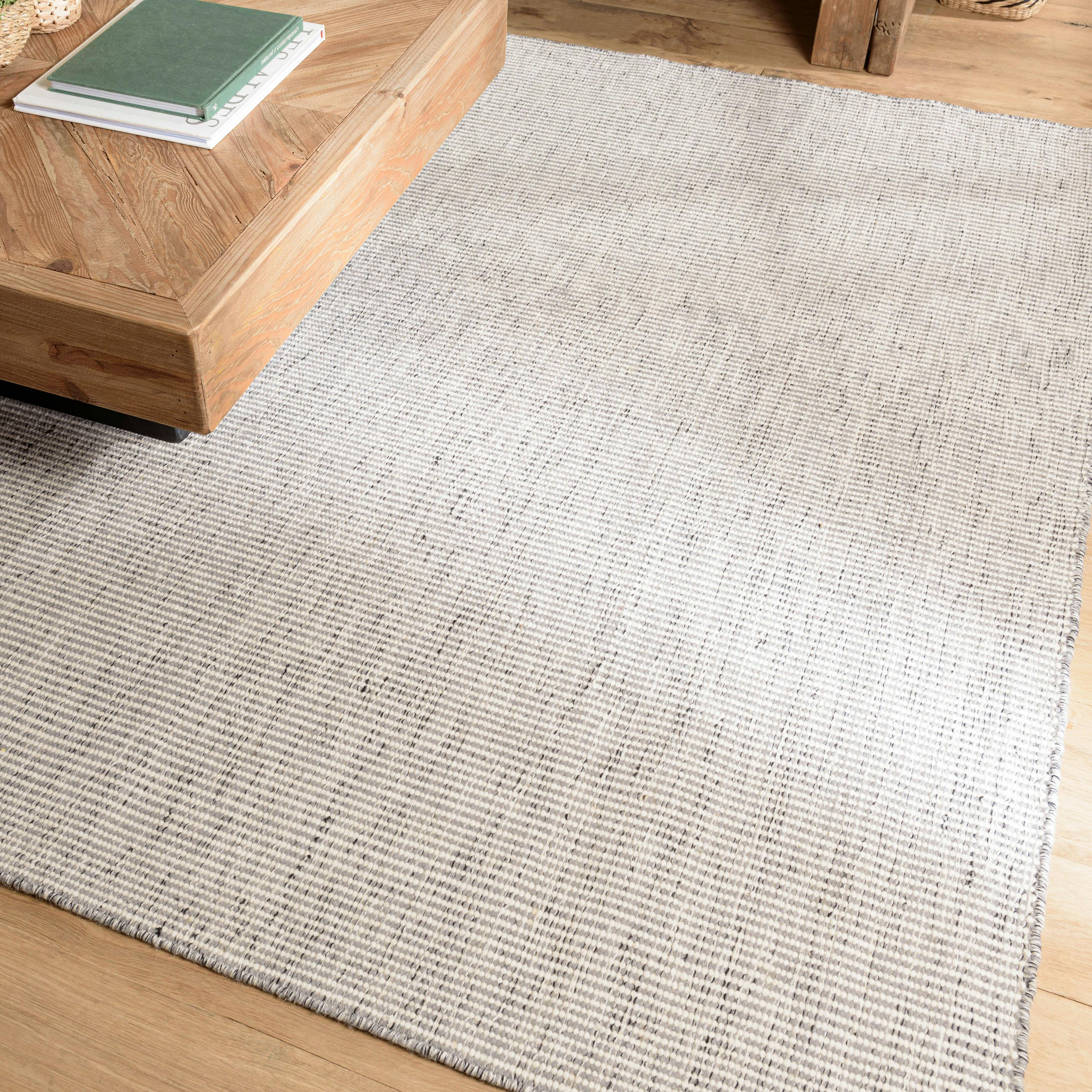 Tapis rectangulaire 160 x 230 cm laine tissée gris chiné