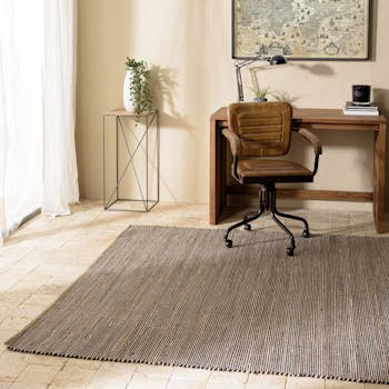 Tapis rectangulaire 200 x 290 cm jute et coton marron / noir