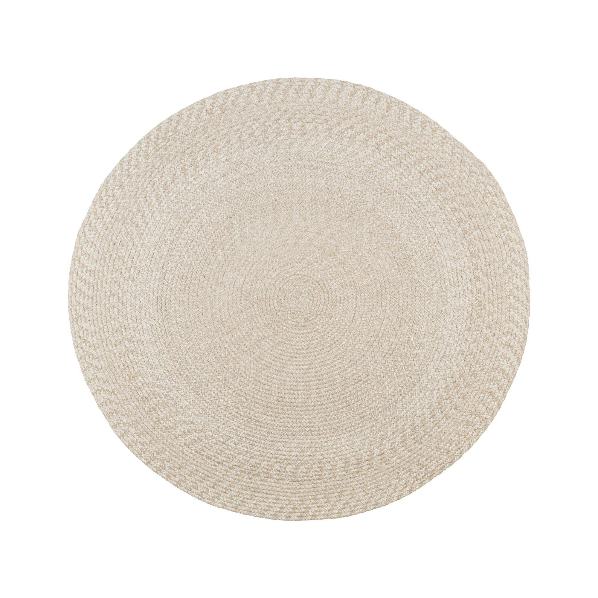Tapis rond d’extérieur en plastique recyclé  Ø120 cm - teinte sable MENDOZA