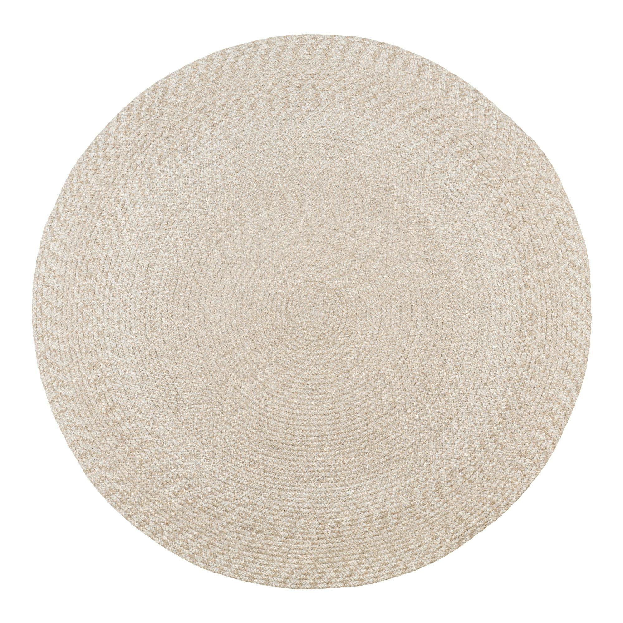 Tapis rond d’extérieur en plastique recyclé  Ø180 cm - teinte sable MENDOZA