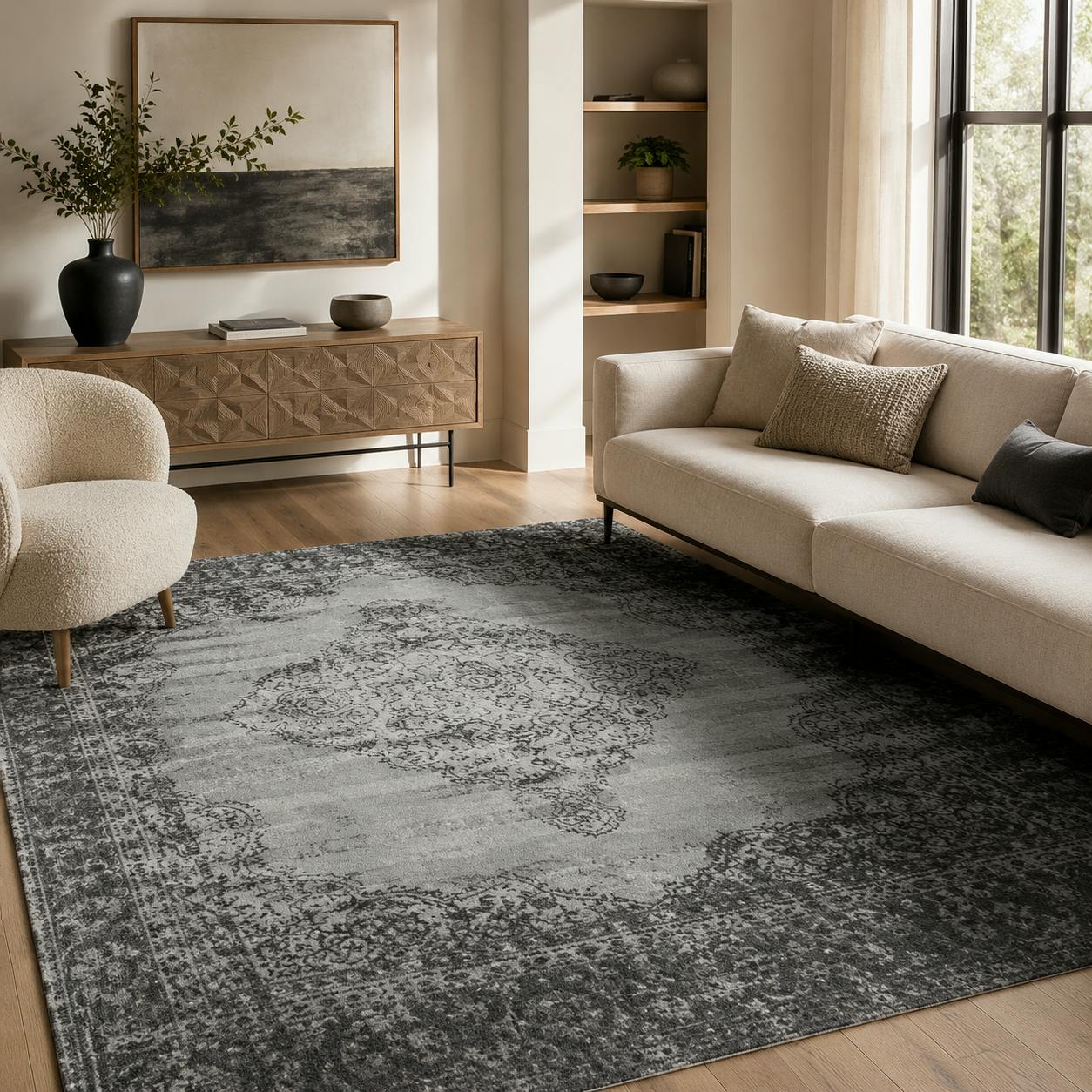 Tapis vintage gris 200x290 cm ISPAHAN