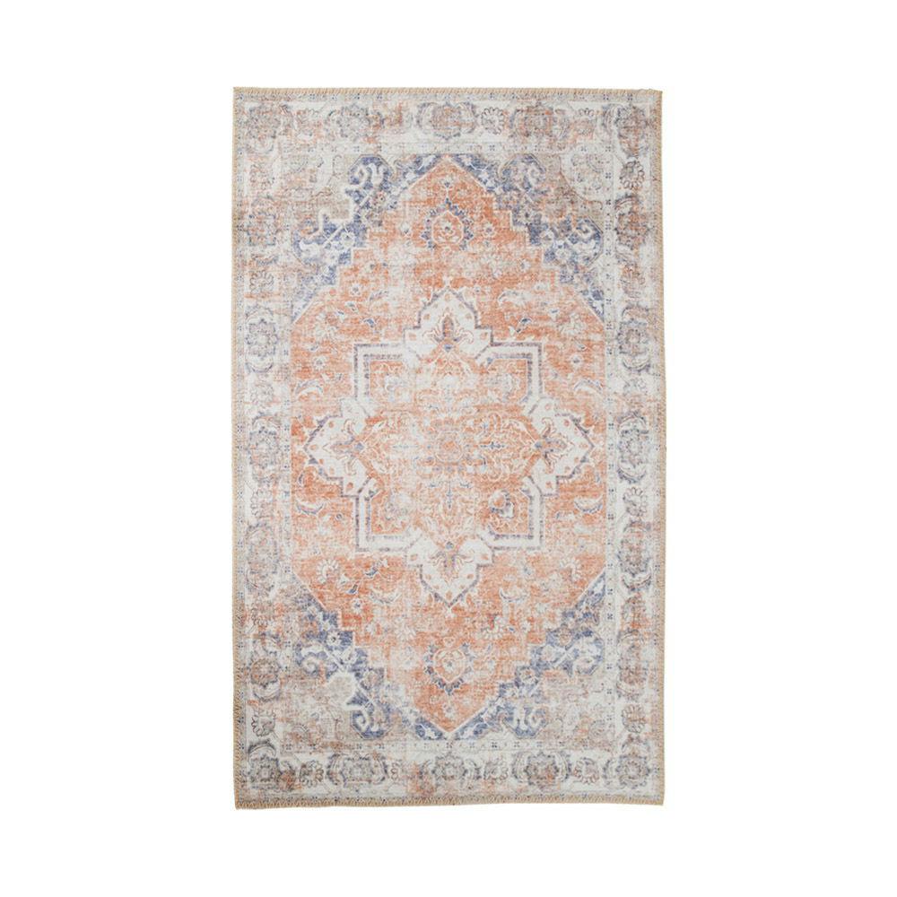 Tapis vintage orange et bleu à motifs traditionnels 160x230 cm FEZ