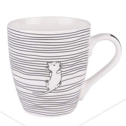 Tasse à anse lignes décor chat qui dort