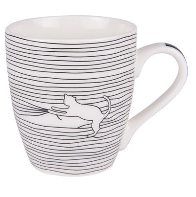 Tasse à anse lignes décor chat qui joue