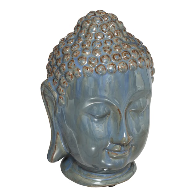 STATUE DE TÊTE de Bouddha Sakyamuni Amitabha en porcelaine bleu blanc doré EUR 354,00 - FR
