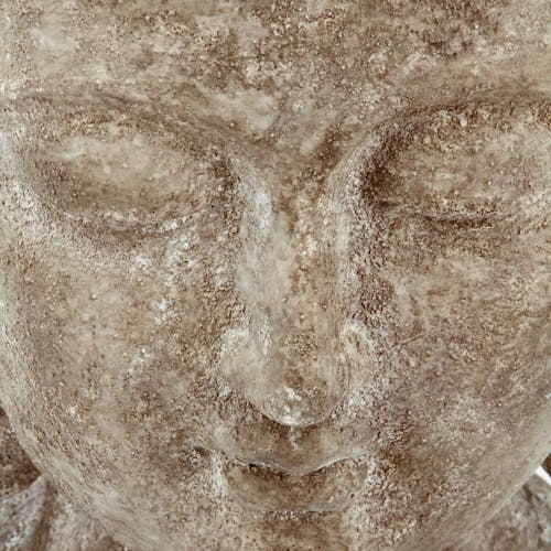 Tête de Bouddha en ciment façon pierre D26xH40cm