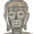 Tête de Bouddha en résine effet pierre vieillie dorée H61cm