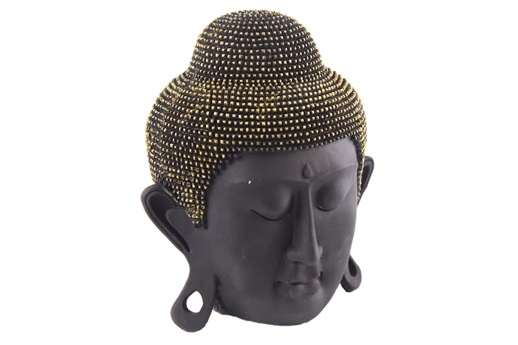 Tête de Bouddha en résine noire et doré H17cm