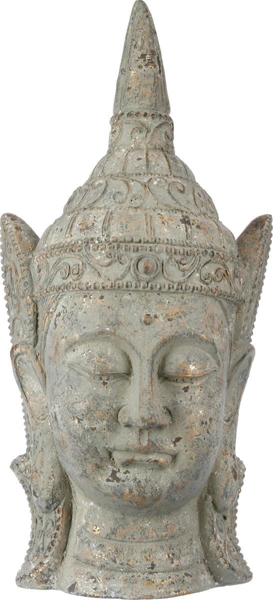 Tête de Bouddha façon pierre effet vieilli irisé doré 27x22x56cm