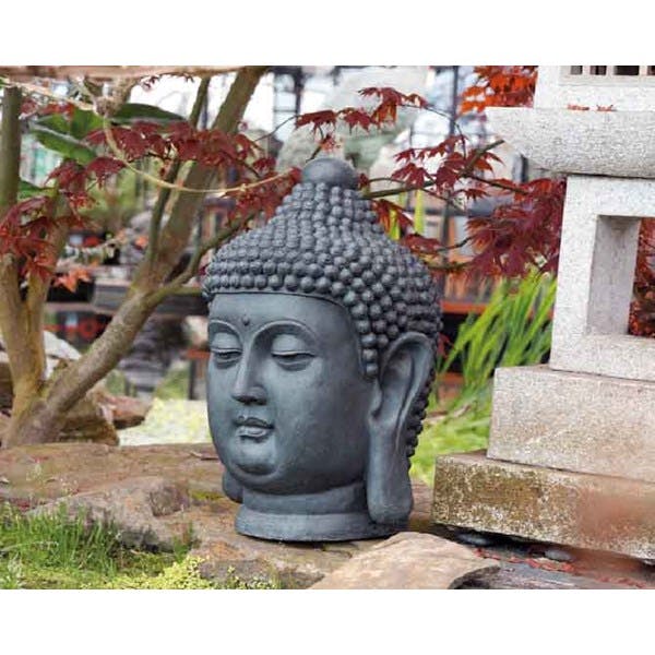 Tête de Bouddha gris 60 cm