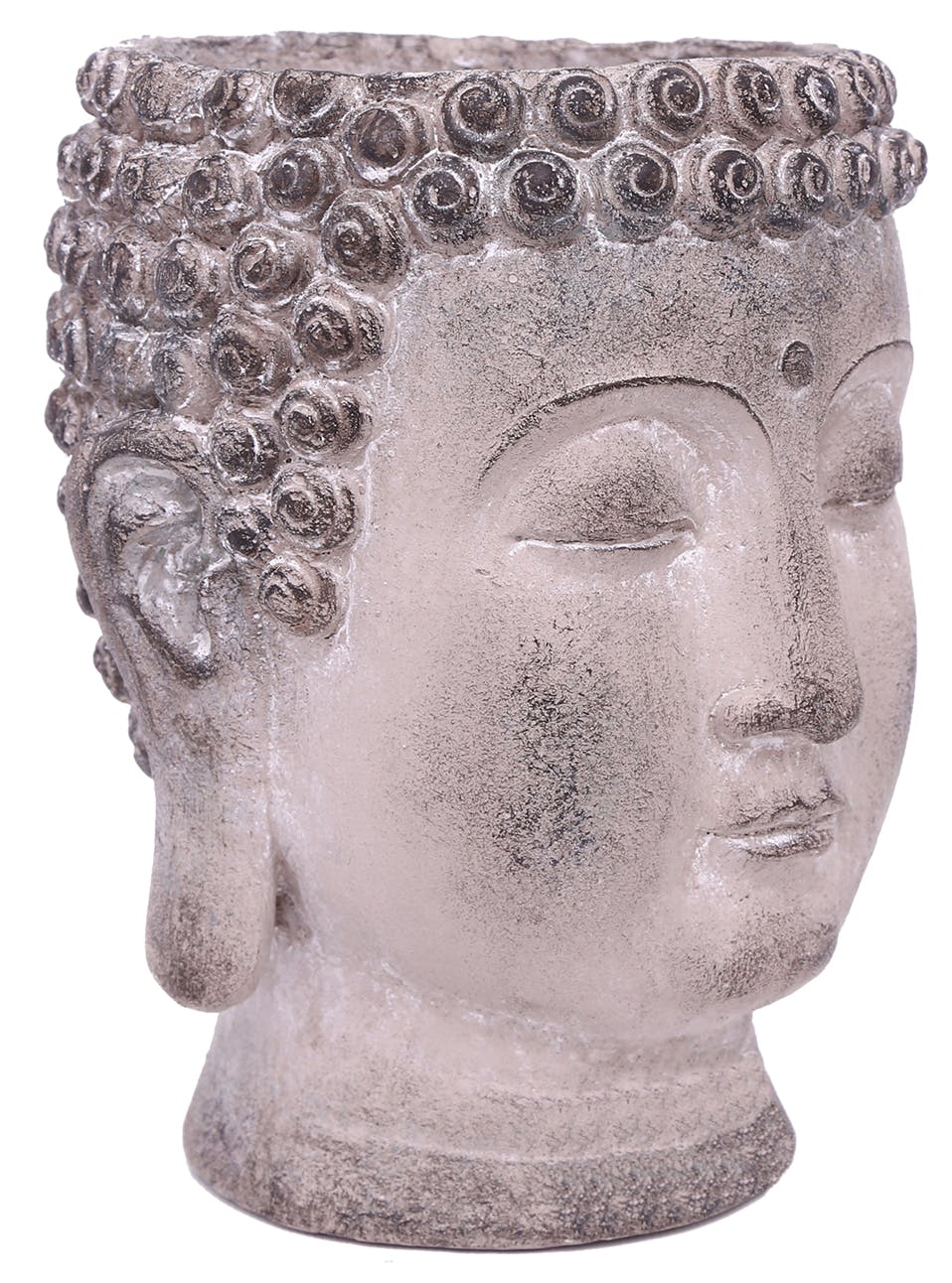 Tête de Bouddha Porte-Plante en résine effet vieilli H22cm