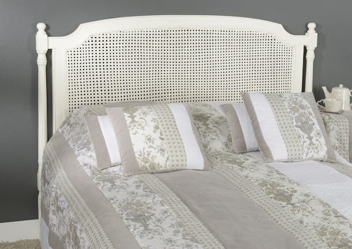 Tête de lit cannée 140 cm en Acajou blanc classique chic Helena  L145 x H120 AMADEUS