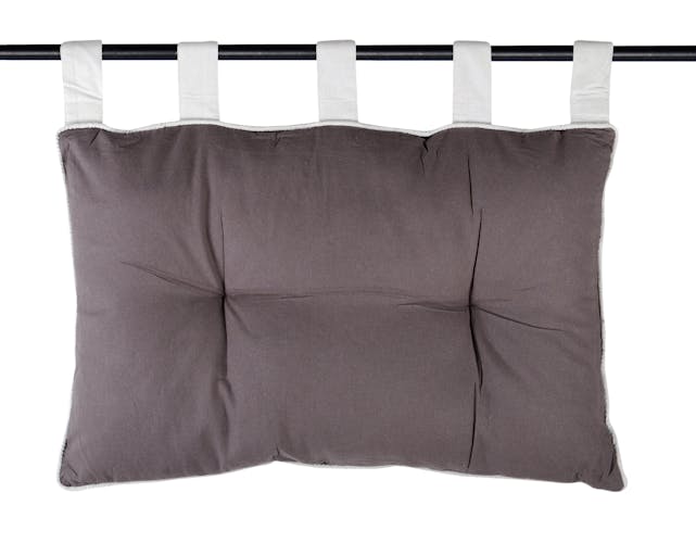 Tête de lit gris anthracite et passepoil gris perle 45x70cm 100% coton DUO