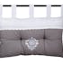 Tête de lit gris décor romantique brodé et dentelle 45x70cm 100% coton MELINE