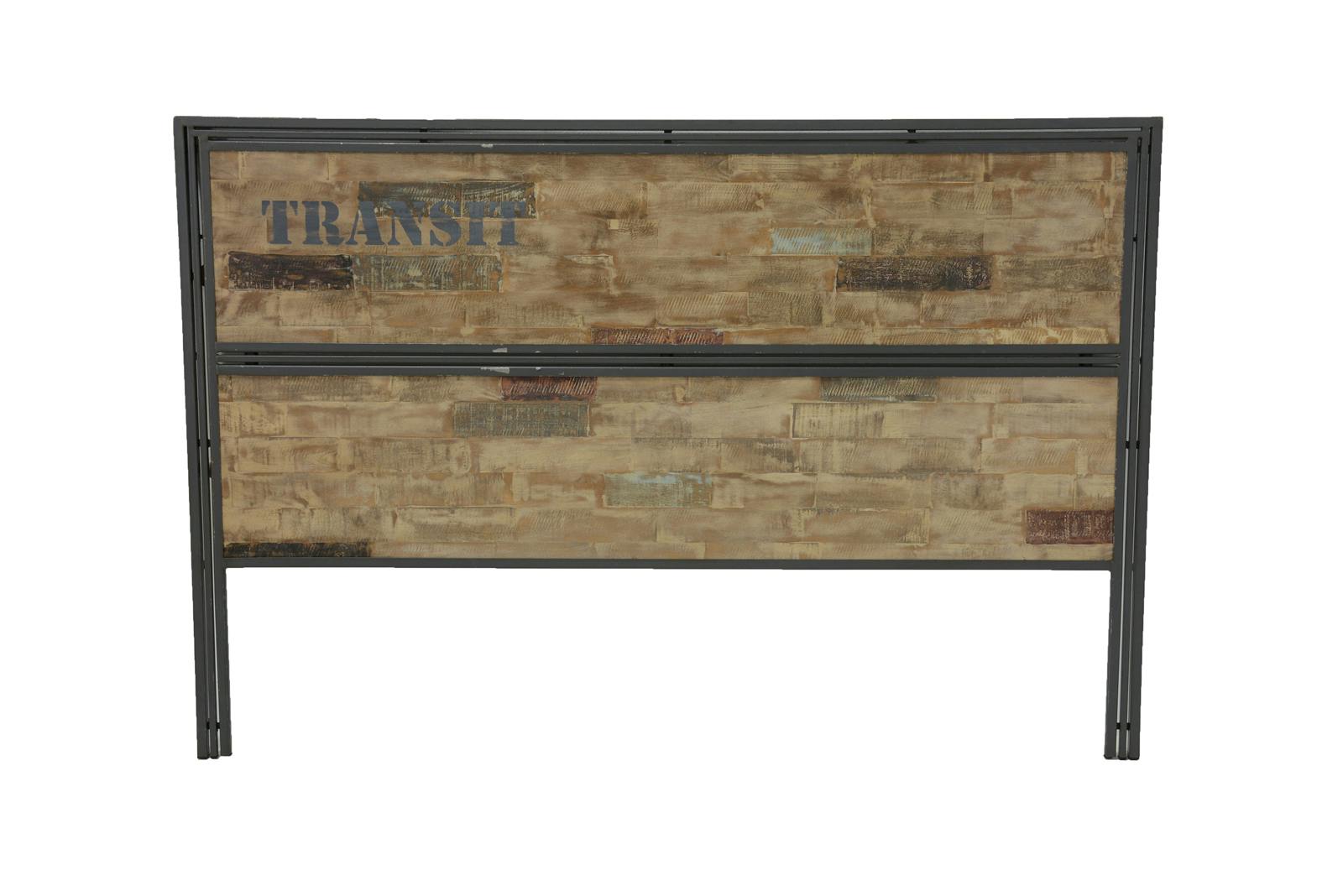 Tête de lit hévéa recyclé blanchi et métal noirci 180X120cm DOCKER