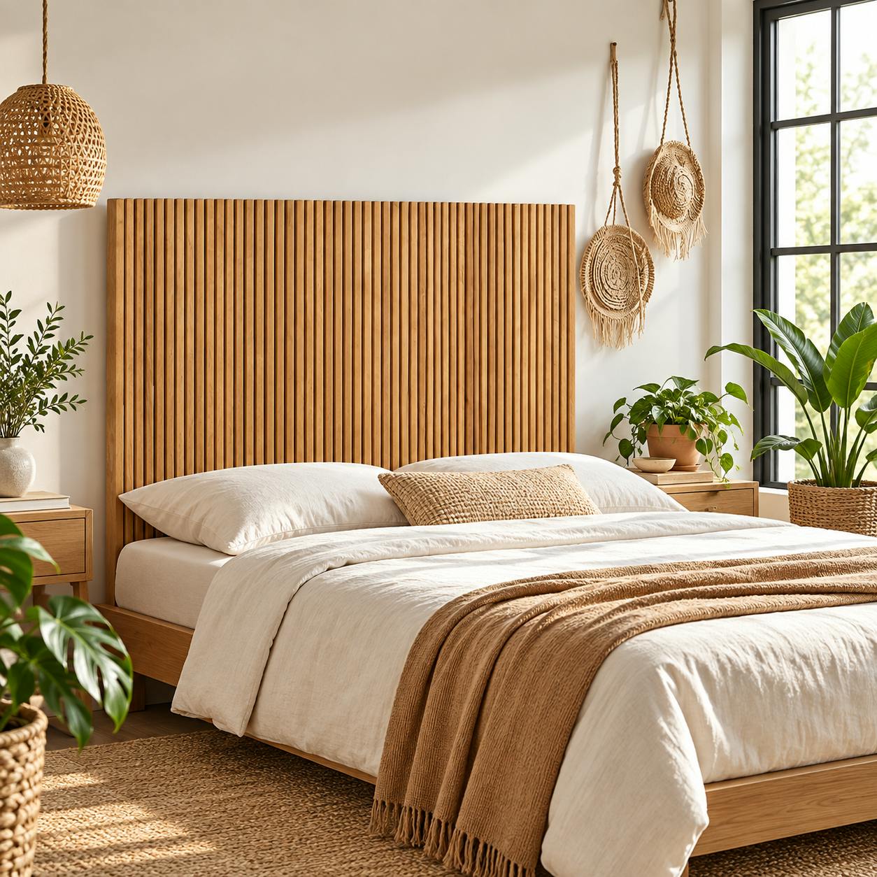 Tête de lit moderne bois – structure baguette, 145 cm IENA
