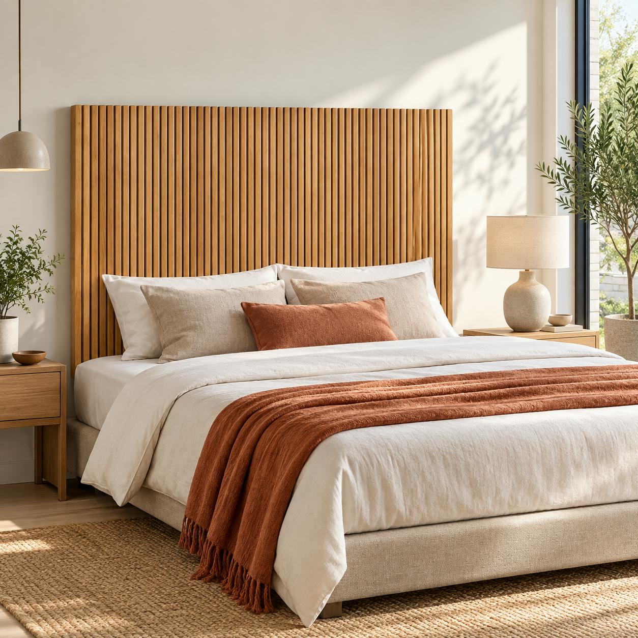 Tête de lit moderne bois – structure baguette, 165 cm IENA