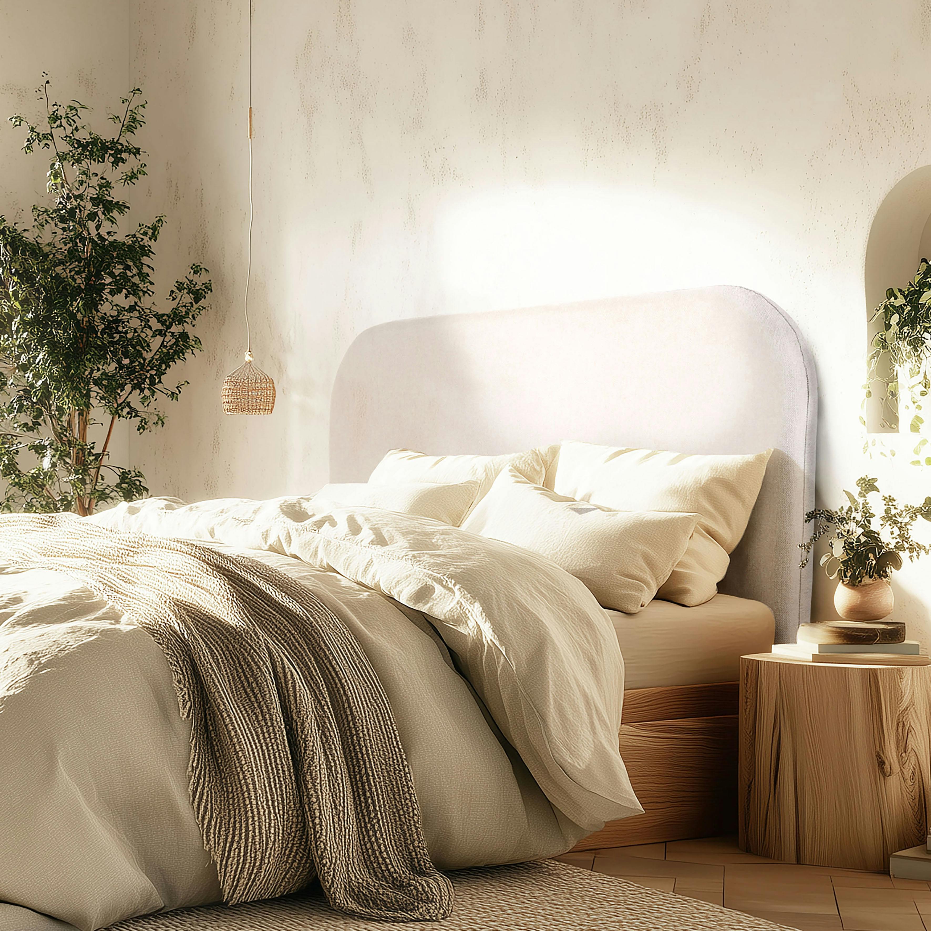 Tête de lit rembourrée pour lits 140/160cm couleur beige RIVANA