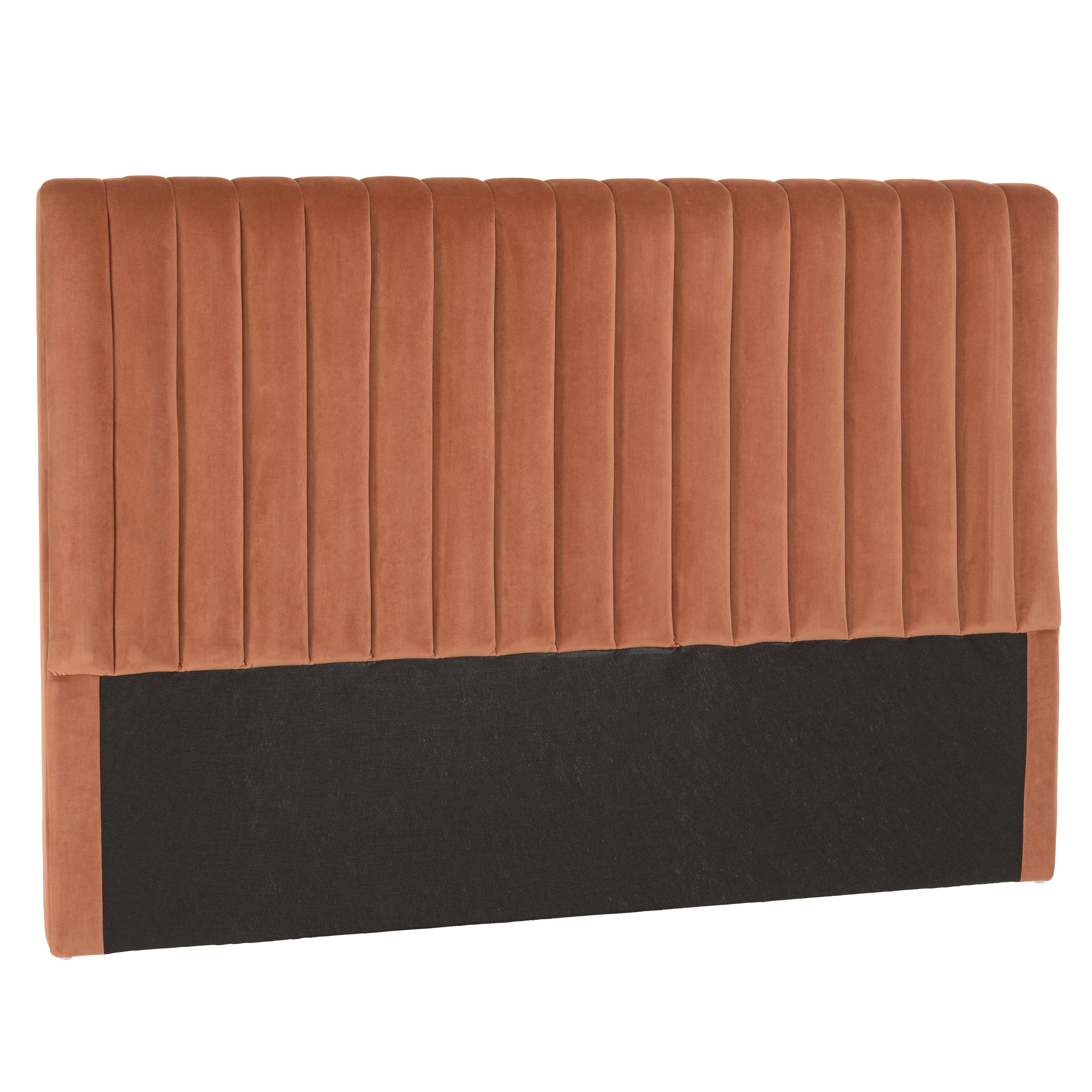 Tête de lit rembourrée pour lits 140/160cm velours orange RIVANA