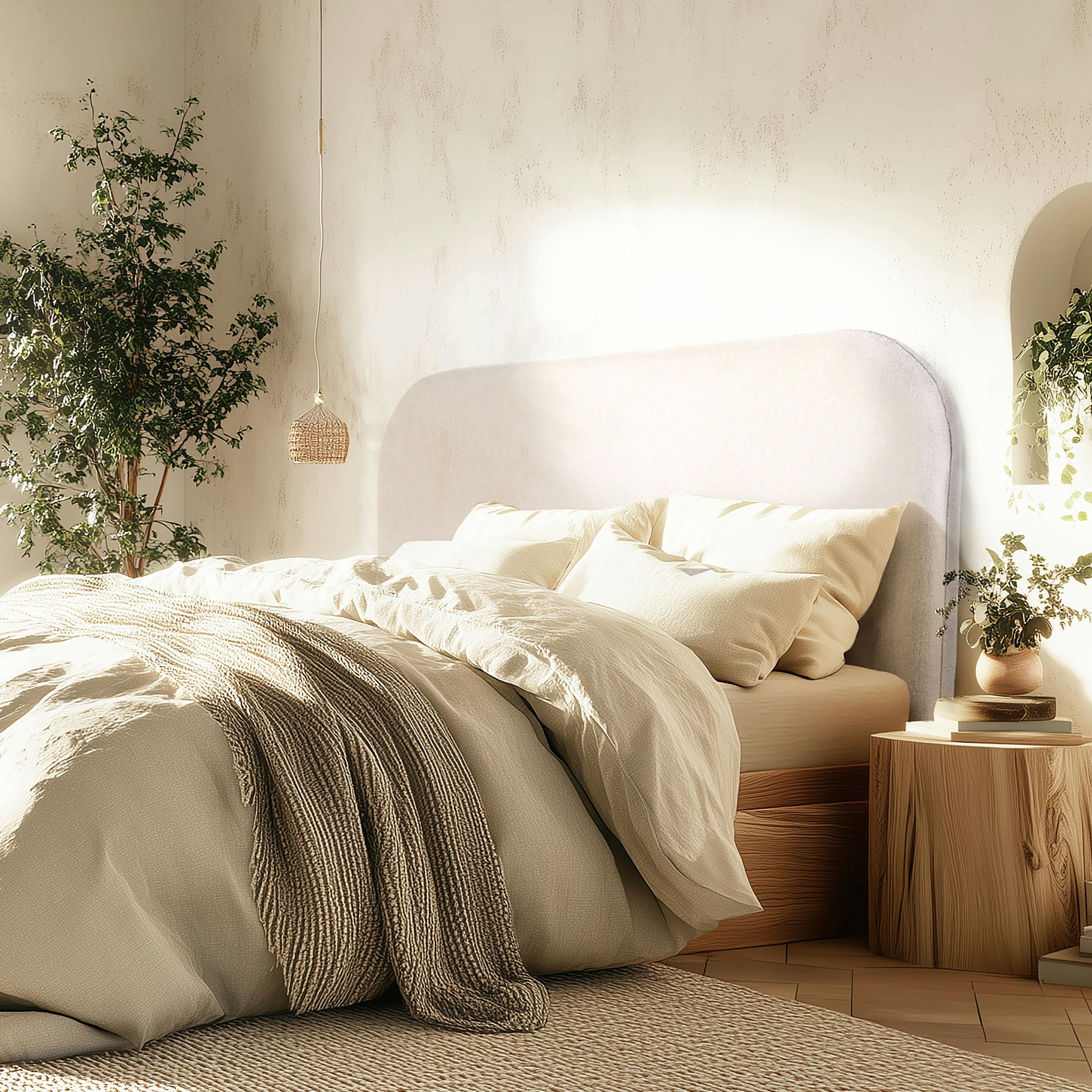 Tête de lit rembourrée pour lits 160/180cm couleur beige RIVANA