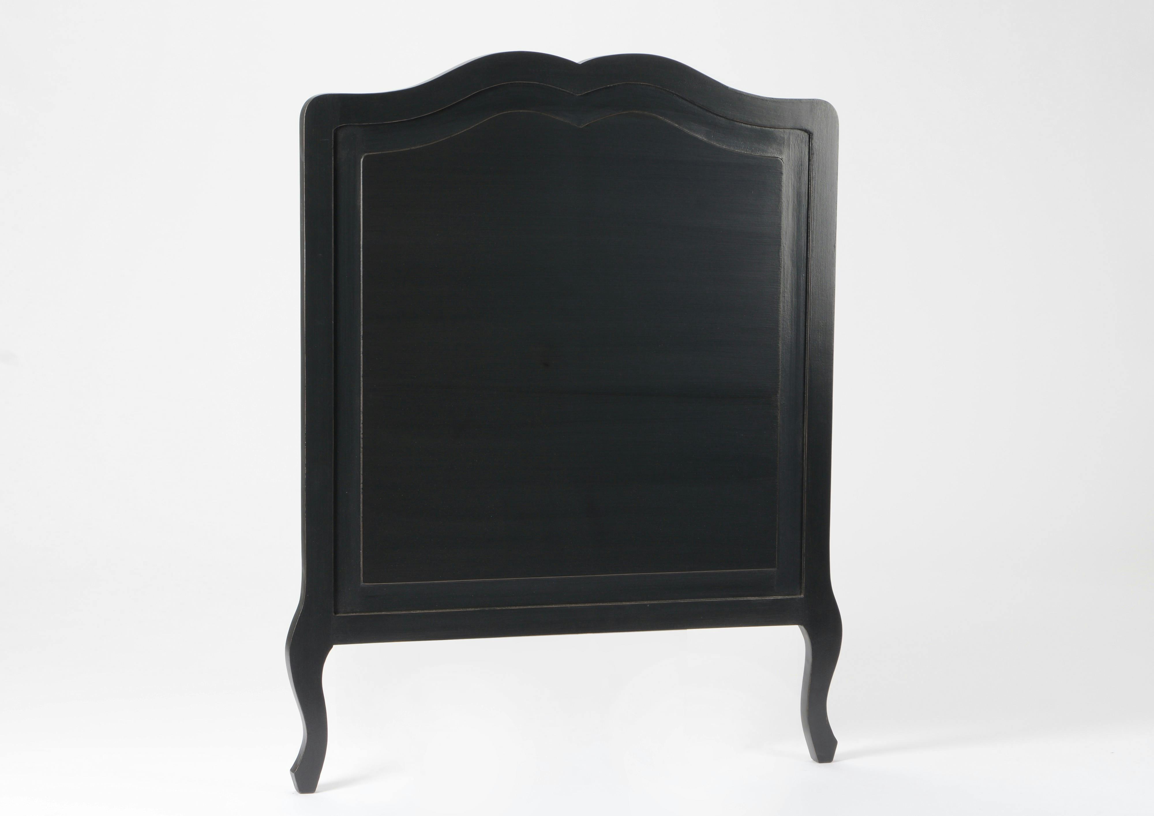 Tête de lit romantique en bois patiné noir MERVEILLE L100XH125cm AMADEUS