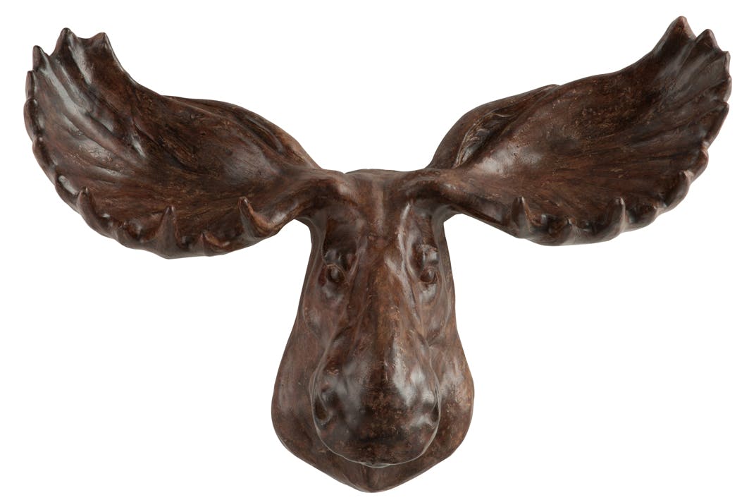 Tête d'élan en résine marron, style trophée de chasse L56cm