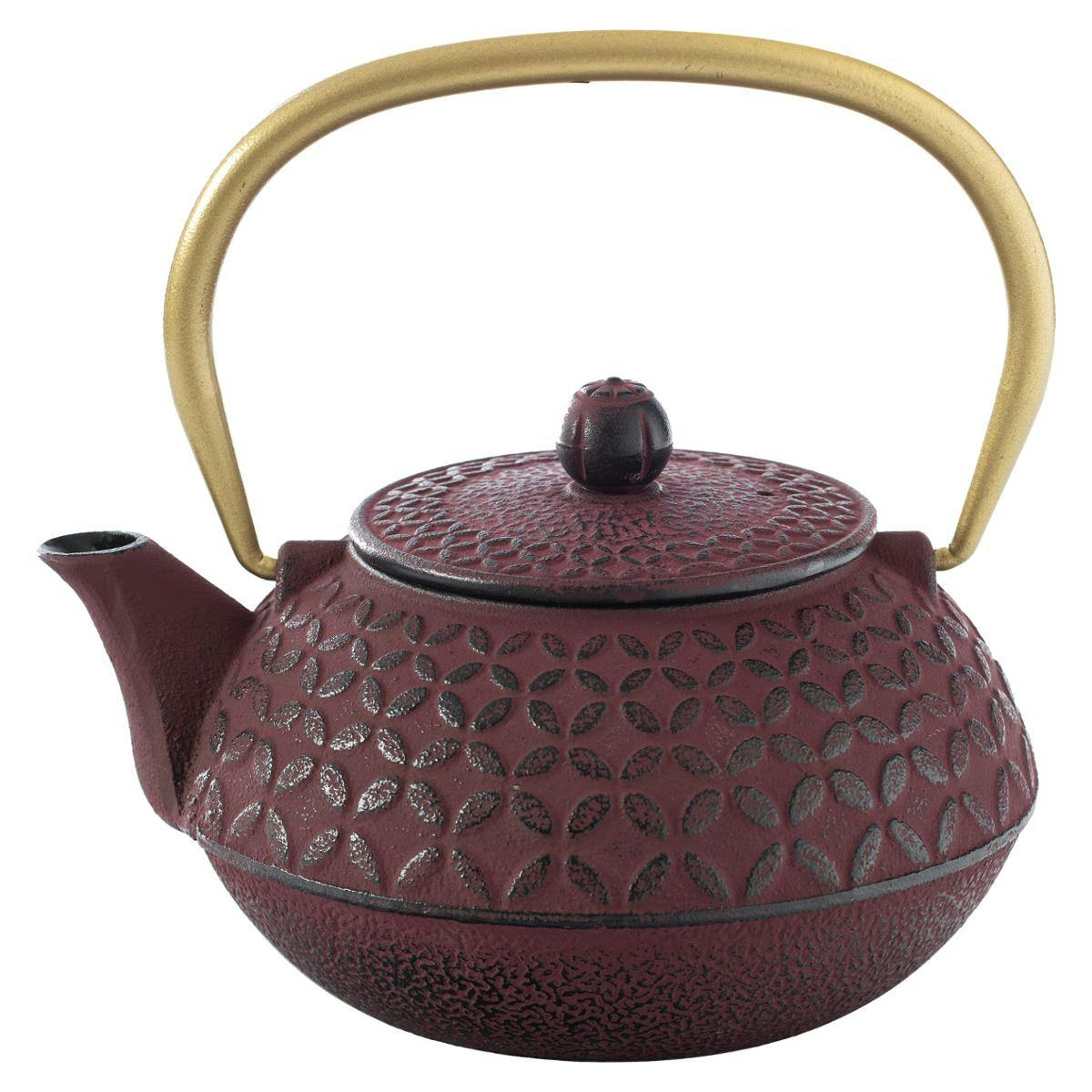 Théière 1L en fonte violet anse dorée
