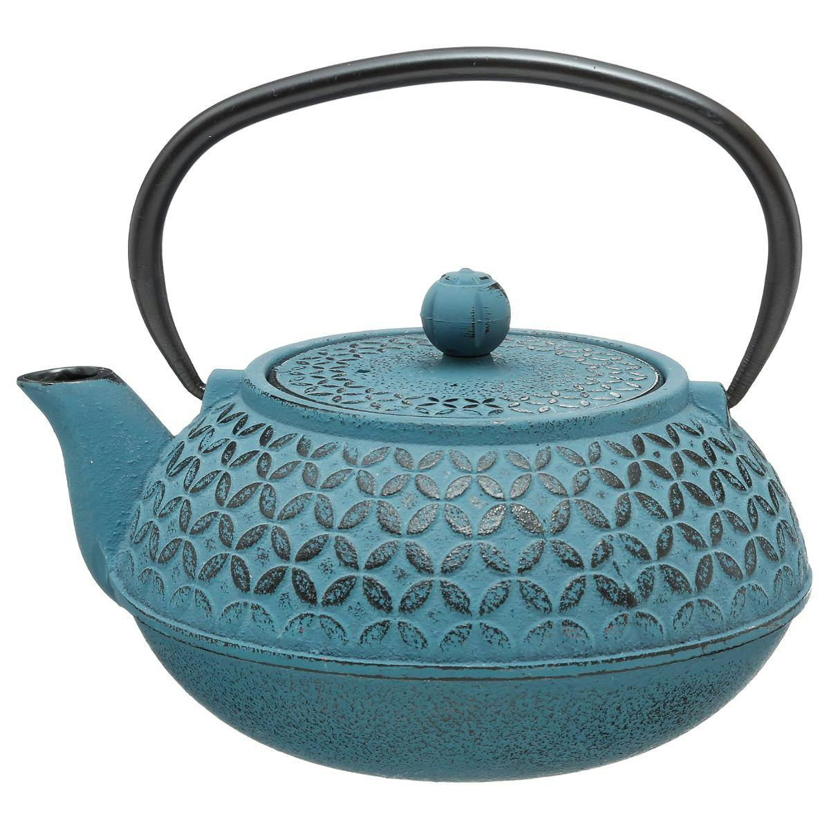 Théière boule 1L en Fonte bleue avec filtre
