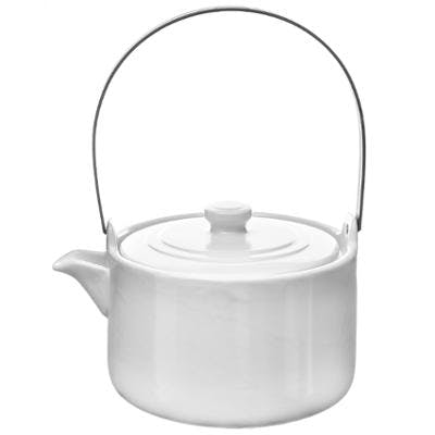 Théière droite 1L en porcelaine blanche style japonais D15xH9cm
