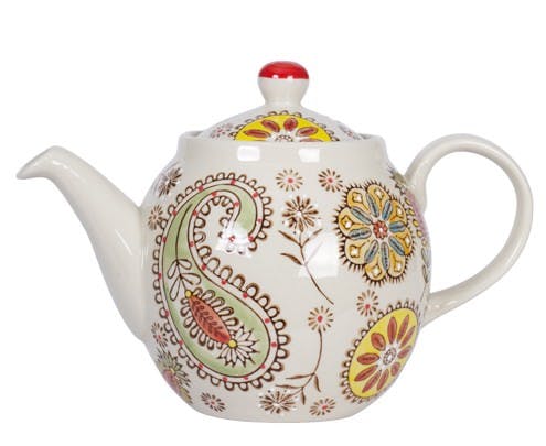 Théière Hippy céramique décor fleurs colorées D10xH10,5cm - Modèle A