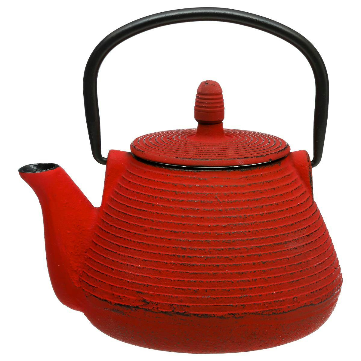 Théière ronde 1L en Fonte rouge avec filtre