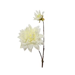 Tige 2 fleurs Dahlia blanc en polyester 68 cm
