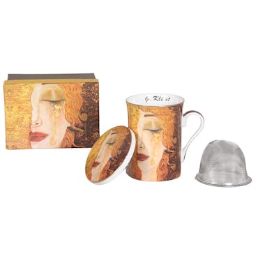  Tisanière et infuseur en porcelaine Larmes d'Or, Klimt (coffret cadeau)