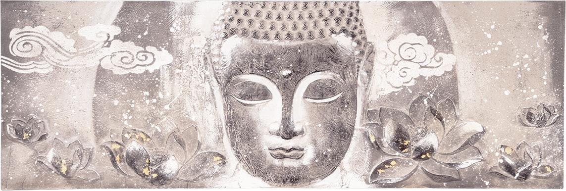 Toile en relief Bouddha gris 60x180cm