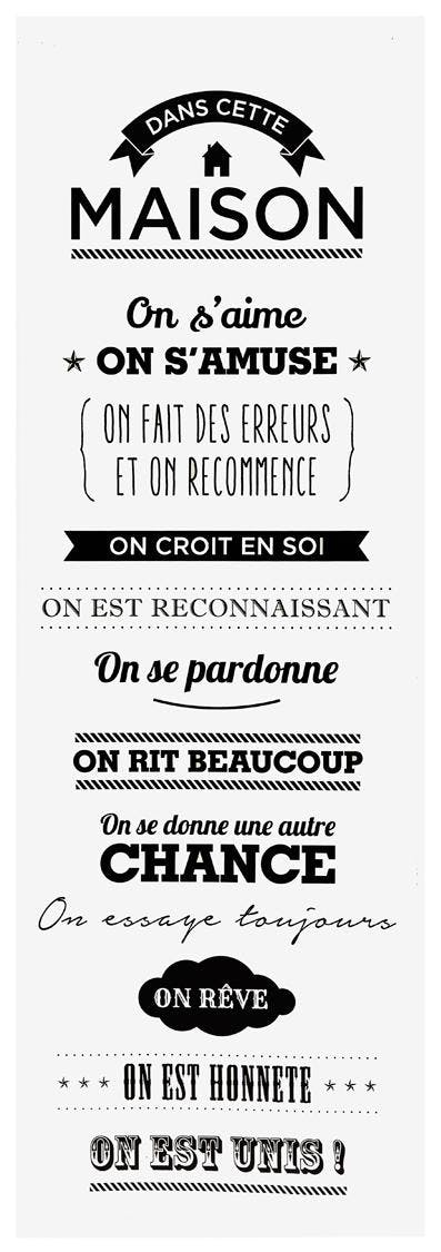Toile imprimée blanche Dans cette maison