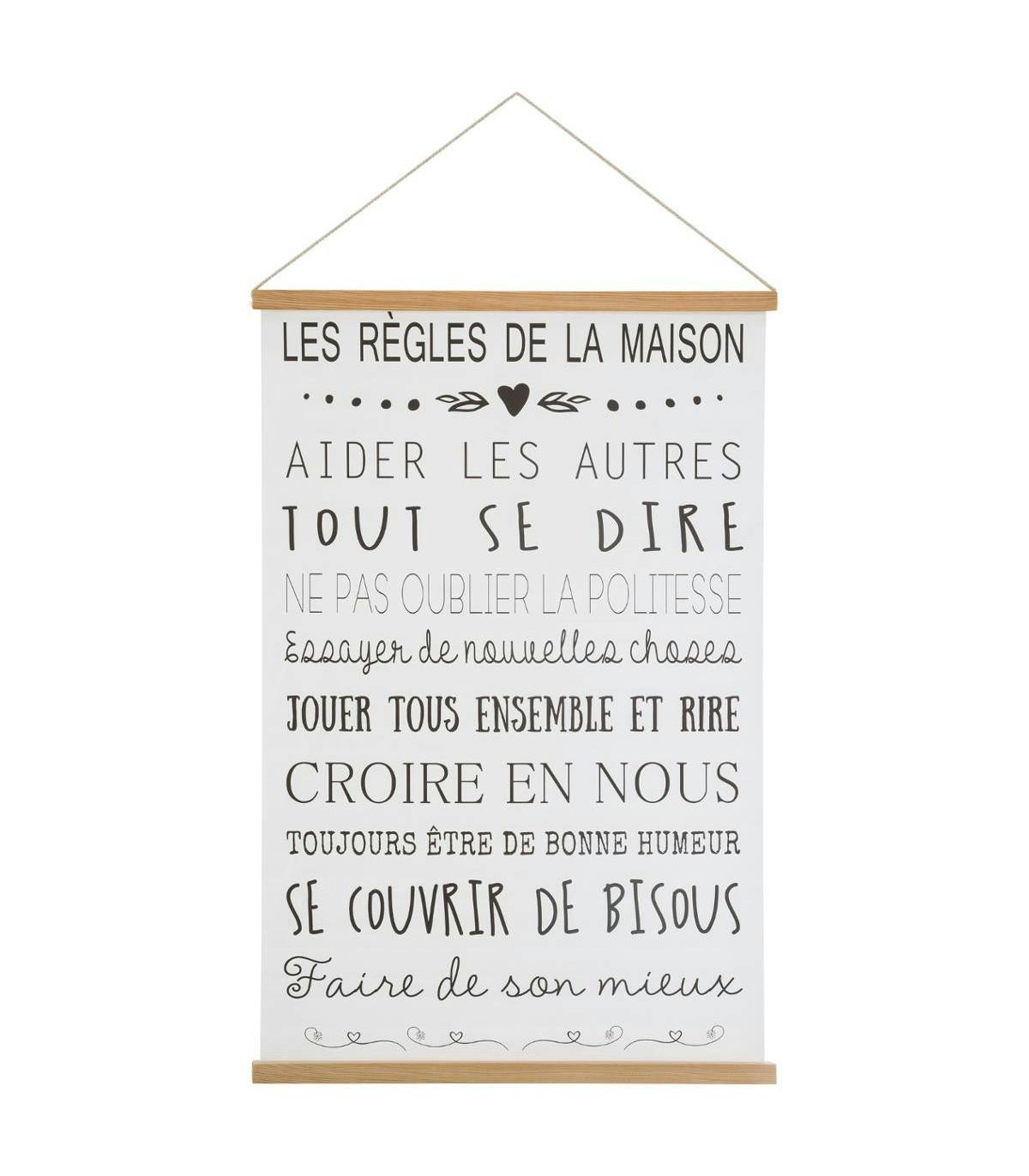 Toile imprimée "Les règles de la Maison"