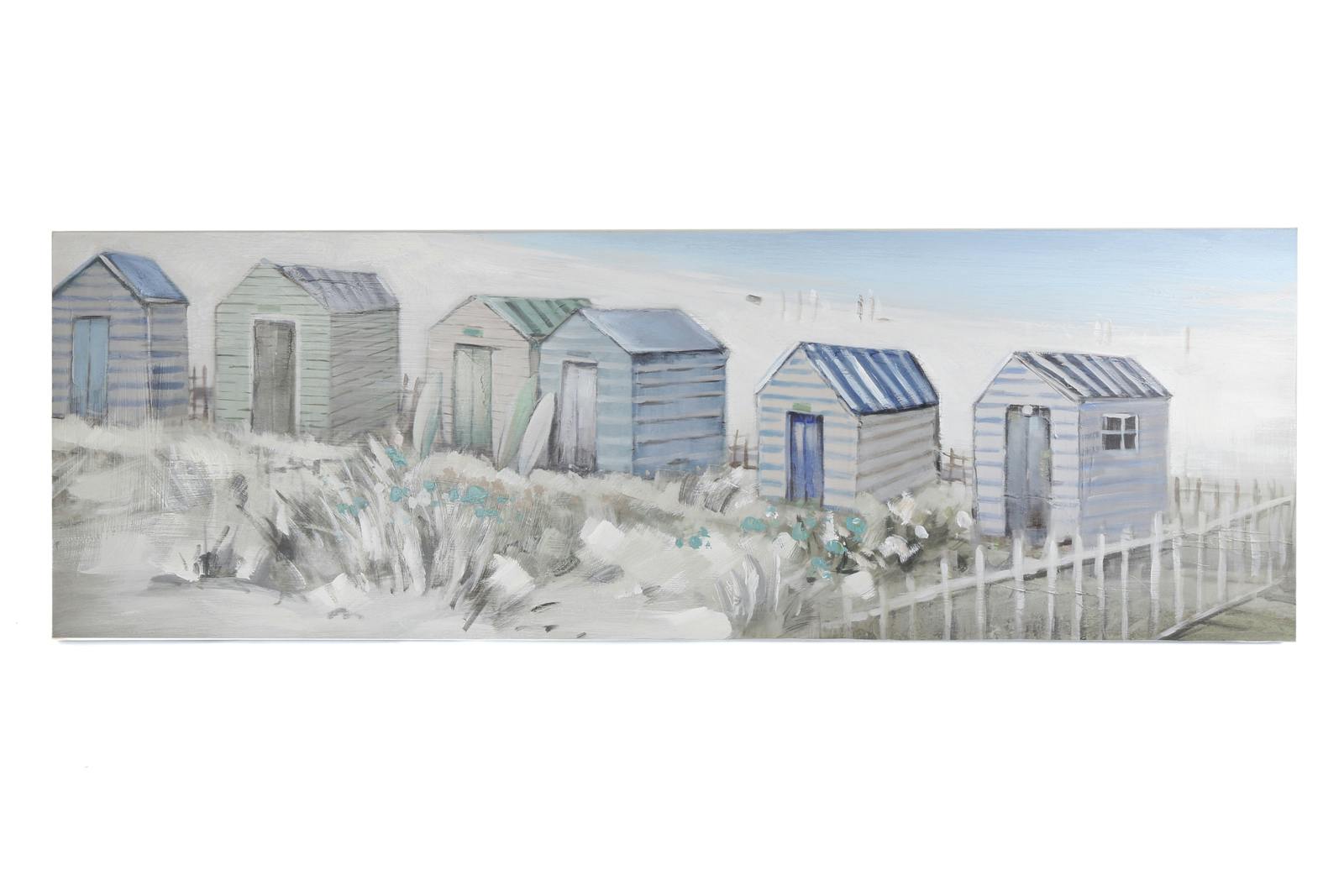 Toile peinte Cabines sur la Plage 120x40cm