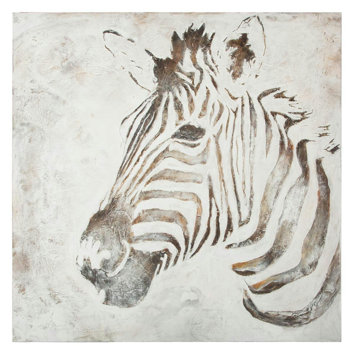 Toile peinte Zèbre tons clairs 100x100cm