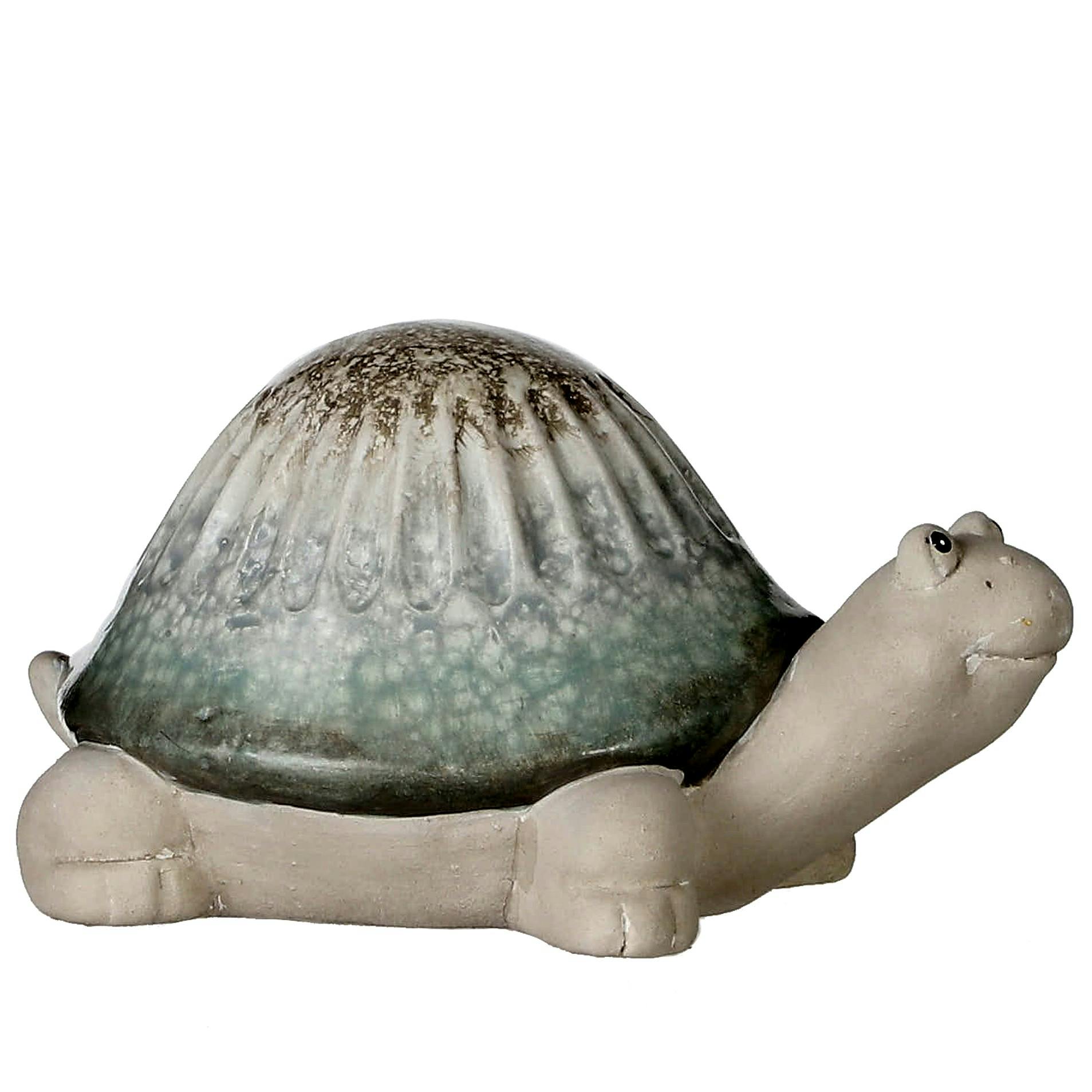 Tortue grise carapace décorée 16 cm
