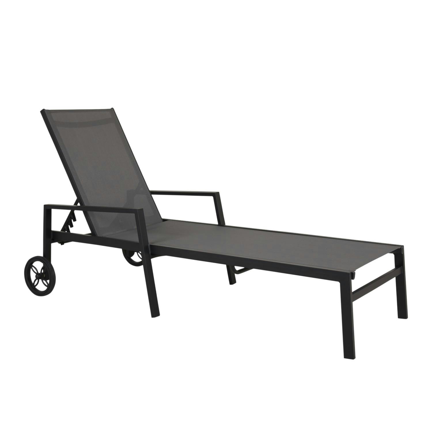 Transat à roulettes en aluminium noir STOCKHOLM